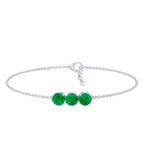 Real Certified Emerald Three Stone Bracelet for Women