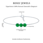 Real Certified Emerald Three Stone Bracelet for Women