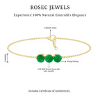 Real Certified Emerald Three Stone Bracelet for Women