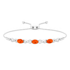 Natural Oval Fire Opal Infinity Bolo Bracelet for Women