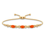 Natural Oval Fire Opal Infinity Bolo Bracelet for Women