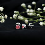 Round Shape Pink Tourmaline Stud Earrings for Women
