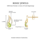 Natural Peridot Leaf Earrings with Diamond for Women