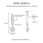 Real Diamond Bar Drop Earrings for Women