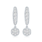Real Diamond Bar Drop Earrings for Women