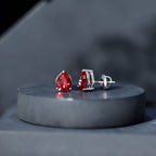 2 Carat Lab Created Ruby Teardrop Stud Earrings for Women