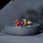 2 Carat Lab Created Ruby Teardrop Stud Earrings for Women