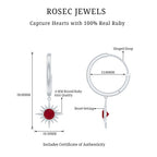 Natural 0.5 Carat Ruby Sunburst Drop Hoop Earrings for Women
