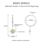 Round Shape 1 Carat Peridot Sunburst Hoop Drop Earrings For Women