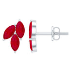 Certified Marquise Shape Ruby Leaf Stud Earrings for Women