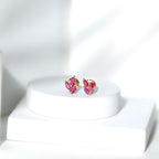 Certified Marquise Shape Ruby Leaf Stud Earrings for Women