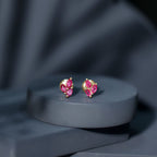Certified Marquise Shape Ruby Leaf Stud Earrings for Women