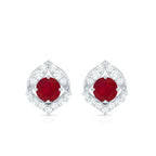 Natural Ruby Diamond Stud Earrings for Women