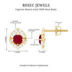 Natural Ruby Diamond Stud Earrings for Women