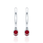 Natural Ruby Drop Hoop Earrings for Women