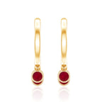 Natural Ruby Drop Hoop Earrings for Women