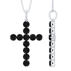 Natural Black Onyx Cross Pendant Necklace for Women