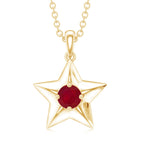 Genuine Ruby Star Pendant for Women