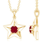 Genuine Ruby Star Pendant for Women