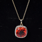 9 Carat Lab Created Orange Sapphire Diamond Statement Necklace For Women