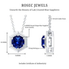 1 Carat Lab Grown Blue Sapphire Hexagon Necklace for Women