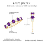 Natural Oval Amethyst Diamond Half Eternity Ring for Women