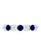 Natural Blue Sapphire Diamond Half Eternity Ring for Women