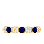 Natural Blue Sapphire Diamond Half Eternity Ring for Women