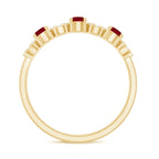Genuine Ruby Half Eternity Ring with Diamond for Women