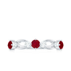 Genuine Ruby Promise Ring with Diamond for Women