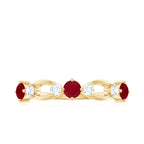 Genuine Ruby Promise Ring with Diamond for Women