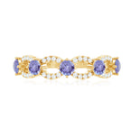 Real Tanzanite Diamond Half Eternity Ring for Women