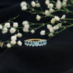 Genuine Oval Cut Aquamarine Half Eternity Ring for Women