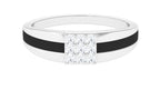 Certified Real Diamond Mens Engagement Band with Black Enamel
