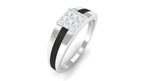 Certified Real Diamond Mens Engagement Band with Black Enamel