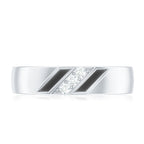Natural Mens Diamond Wedding Band with Black Enamel