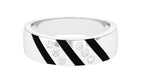 Natural Diamond Mens Wedding Band with Black Enamel