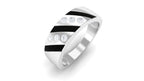 Natural Diamond Mens Wedding Band with Black Enamel