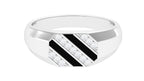 Classic Diamond Mens Engagement Ring with Black Enamel