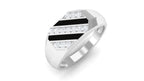 Classic Diamond Mens Engagement Ring with Black Enamel