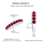 Natural Ruby Diamond Half Eternity Anniversary Band Ring for Women