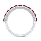 Natural Ruby Diamond Half Eternity Anniversary Band Ring for Women