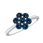 London Blue Topaz Floral Engagement Ring For Women