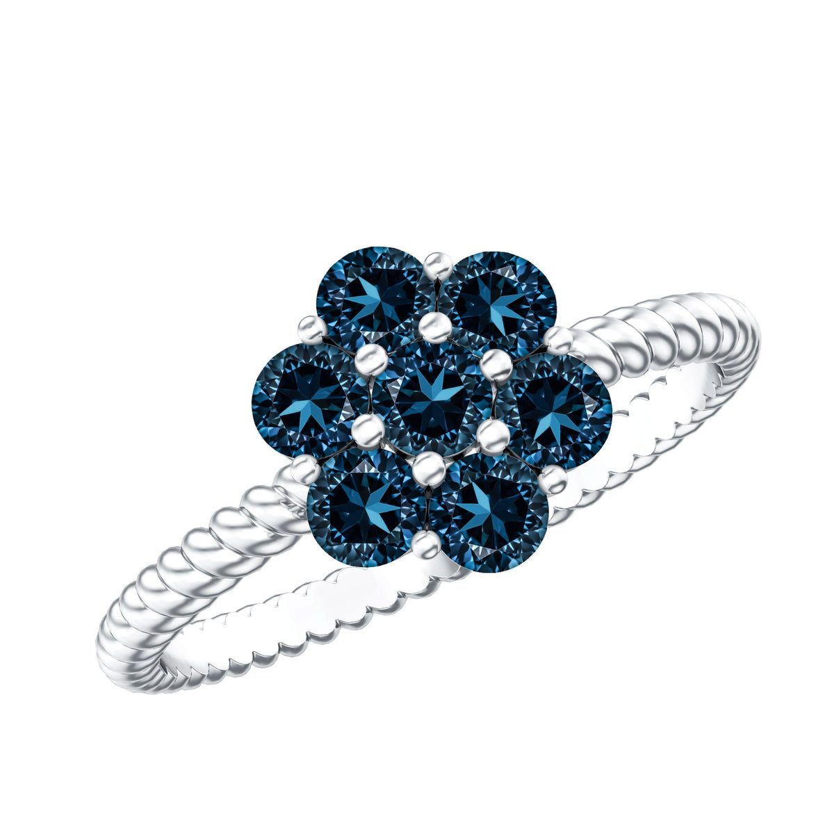 London Blue Topaz Floral Engagement Ring For Women