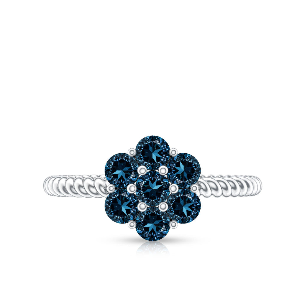 London Blue Topaz Floral Engagement Ring For Women