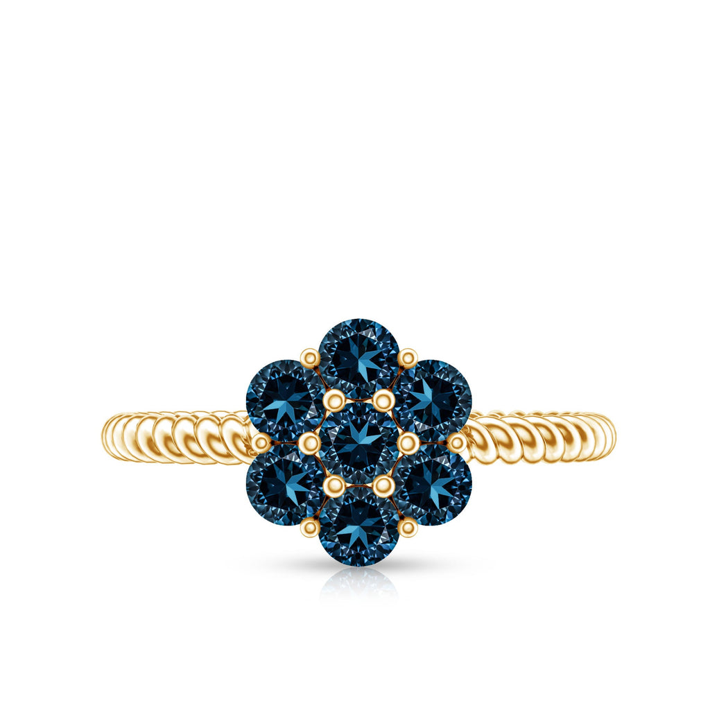 London Blue Topaz Floral Engagement Ring For Women