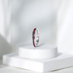 Channel Set Round Lab Created Ruby Eternity Band Ring for Women