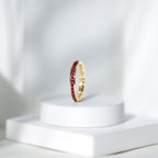Channel Set Round Lab Created Ruby Eternity Band Ring for Women