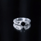 Vintage Style Black Onyx and Diamond Engagement Ring for Women