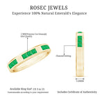 Princess Cut Emerald Mens Wedding Band in Channel Setting